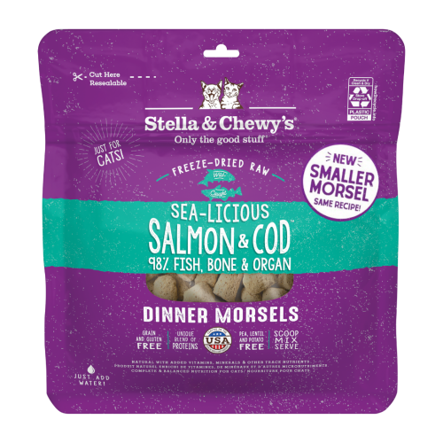 Stella & Chewy's CAT Freeze Dried 18oz Salmon & Cod 凍乾生肉貓咪主糧 海洋伴侶 三文魚及鱈魚配方 18oz(510g)大 (正價$468) 新舊包裝隨機 (EXP: 22/2月/2027)